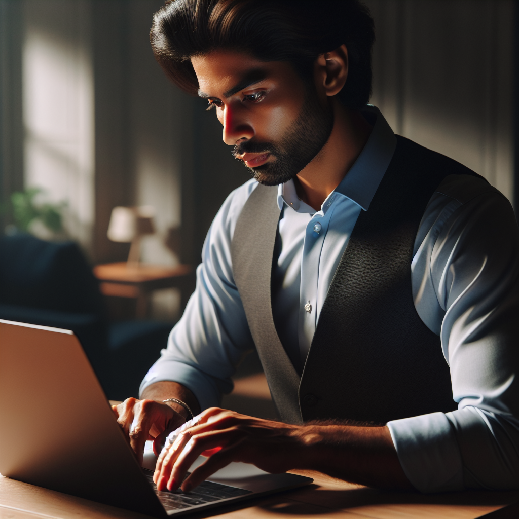 man on computer typing